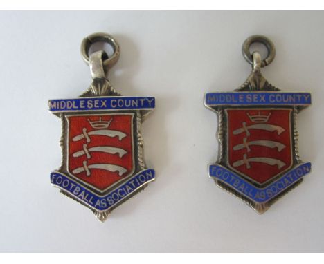 EDDIE BAILY Two Middlesex County Football Association medals presented to Eddie Baily who played for Finchley at the time. Th