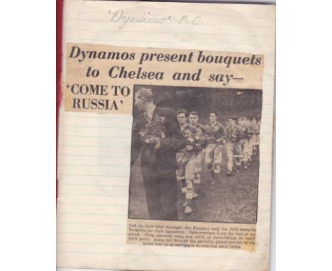 MOSCOW DYNAMO 1945   Notebook scrapbook dedicated to the Moscow Dynamo tour of Britain in 1945 with reports on all the games 