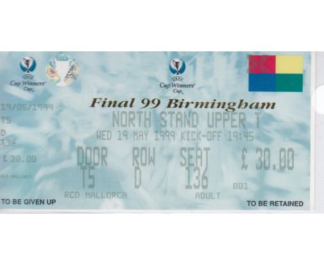 E.C.W.C FINAL TICKET     Unused ticket, Lazio v Real Mallorca, played at Villa Park 19 May 1999. The last ever ECWC Final.   