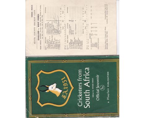 CRICKET AUTOGRAPHS 1950'S     Two Playfair Tour brochures: West Indies 1950 with two scorecards from the Trent Bridge Test 20