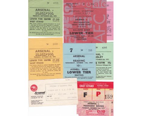 ARSENAL TICKETS     Eight tickets for home League Cup ties v. Barnsley 71/2, v. Tranmere Rovers 73/4, v. Blackpool 28/9/1976 