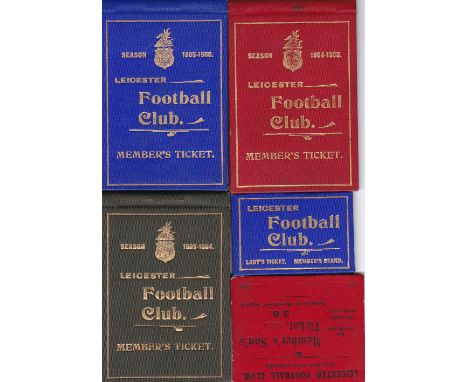 LEICESTER RUGBY CLUB       Five season tickets / membership cards, 1903/4, 1904/5, 1905/6 plus Ladies ticket and 1906/7 Membe