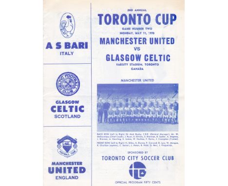 MANCHESTER UTD / CELTIC     Programme Manchester Utd v Celtic 11th May 1970 in Toronto. Blue issue, some light discolouration