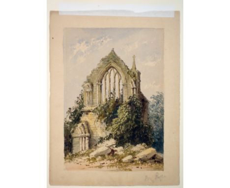 An unframed watercolour of 'An Abbey Ruin' attributed to William Page (1794-1872), indistinctly signed to the mount, Arthur P