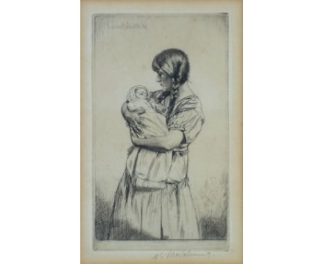 Gerald Leslie Brockhurst (British, 1890-1978), "The Two Melisandes", signed in pencil in the margin, etching, 17 x 10.5cm ove