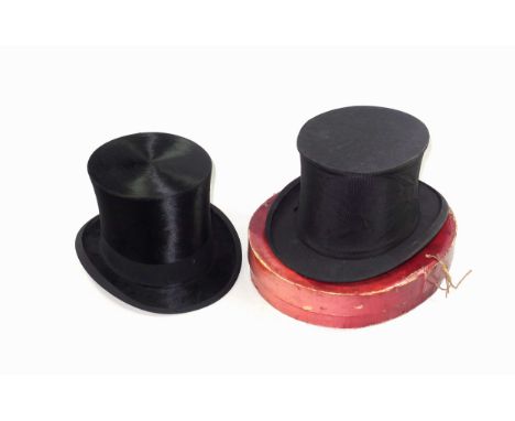 Early 20th Century black silk top hat, by Scott &amp; Co., 1 Old Bond Street, London, H.16cm approx. (size of aperture 19.5 x