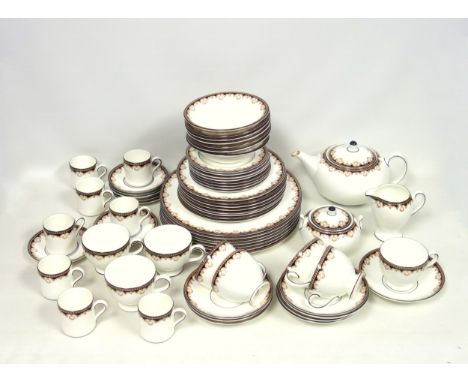 Wedgwood "Medici" pattern part dinner, tea, and coffee service of 64 pieces, comprising 7 dinner plates, 8 side plates, 8 tea