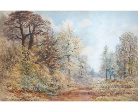 Lennard Lewis (British, 1826-1913), 'The Pass of Leny - Callendar' with a man and his dog amidst landscape, watercolour, sign
