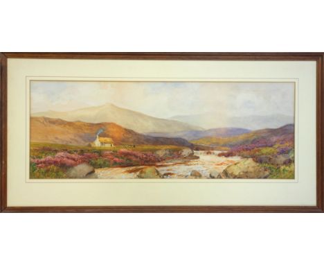 J Barclay aka Horace Hammond (1842-1926), Scottish landscape depicting figure with sheep by a stream, watercolour, signed low