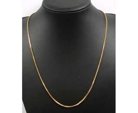 18ct gold square spiga chain, length 61cm approx., import marks London 1977, sponsor's mark CC (Curteis Chain), 10.3 grams