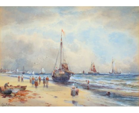 Charles Frederick Allbon (British, 1856-1926), 'Fishing Village, Zuider Zee', watercolour, signed lower left, Reid Gallery la