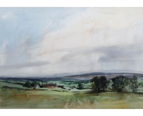 Aubrey R. Phillips R.W.A. (Welsh, b.1920) 'Welsh Border Landscape' watercolour, signed lower right 19½ x 27in. (49.5 x 68.5cm