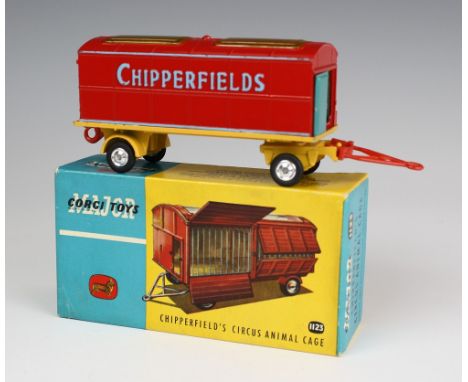 A Corgi Major Chipperfields Circus Animal Cage No. 1123 red and light blue livery, complete with lions, in original lidded bo