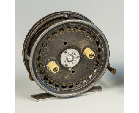 A Hardy 'The Silex no.2' alloy bait casting fishing reel stamped 'Hardy Bros Ltd., Alnwick, England pat: 2206', 3¼in., smooth
