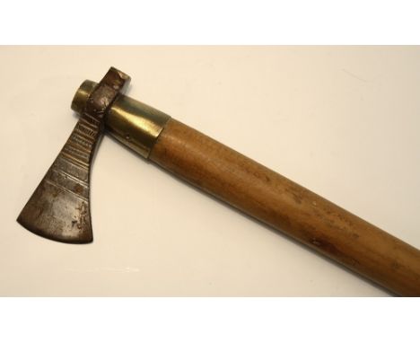 An Ottoman Musandam Jerz (Shihuh) axe first dated to the end of second millennium, intricately engraved steel head with criss