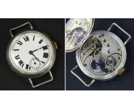 An early Omega silver cased gentleman's wrist watch the signed movement signed 'Omega Swiss Made 4661048', within a 1914 Lond