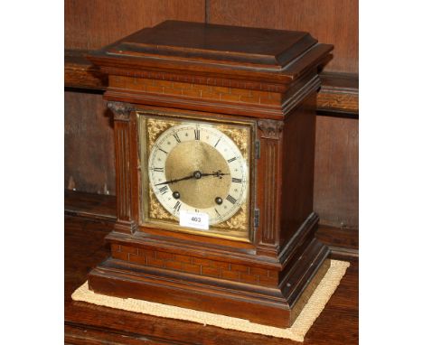 A Victorian architectural walnut mantel clock by Winterhalder &amp; Hofmeier the signed eight day movement striking the quart