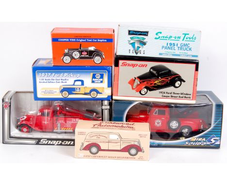 7 assorted 1/18th, 1/24th and 1/25th scale diecast vehicle group, examples by Solido, Spec Cast, Eastwood and others, to incl