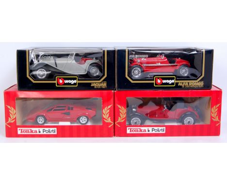 10 Boxed 1/18th and 1/16th scale Burago and Polistil diecast vehicles, examples to include Burago Alfa Romeo 8C 2300 Monza, B