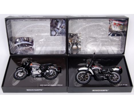 Minichamps 1/12th scale motorcycle group, 2 boxed examples to include BAS Goldstar Clubman DBD34 (NM-BVG) and Yamaha XT 500 (