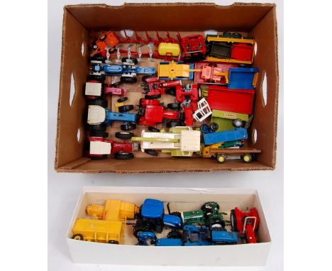 Britains, ERTL, Siku and later adapted farm vehicle and attachment group, 30+ examples to include Britains MF 595 tractor, Un