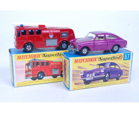 Matchbox Superfast Group, 2 Models to include No.67 Volkswagen 1600 TL in metallic purple with cream interior (VG-BVG) and No