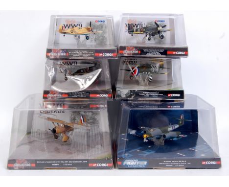 Corgi Aviation Archive 1/72nd scale bubble packed aircraft models, 6 Boxed as issued examples, WW2 Legends and Modern Jet Fig