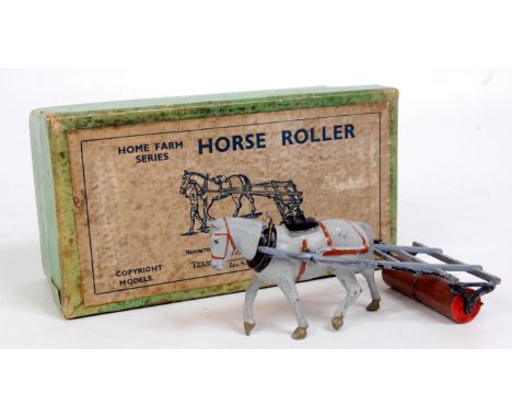 Britains, No.9F horse roller, pre-war in pale blue with grey horse, minor wear, in pre-war green card box with grubby label (