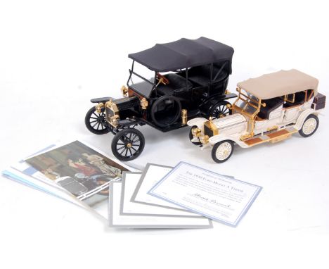Franklin Mint 1/24th Scale Diecast Group, 5 Loose Models with Leaflets and related ephemera, to include 1913 Ford Model T, 19