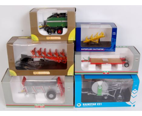 Universal Hobbies and MPS 1/32nd scale farming implement and attachment, 6 boxed as issued examples to include UH Fendt 2900 
