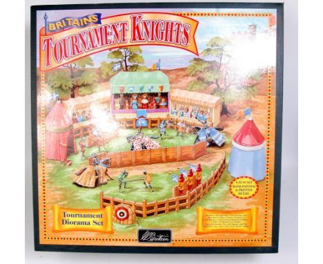 Britains No.08761 "Tournament Knights Diorama Set", appears complete and finished in 1/32nd scale, in the original polystyren