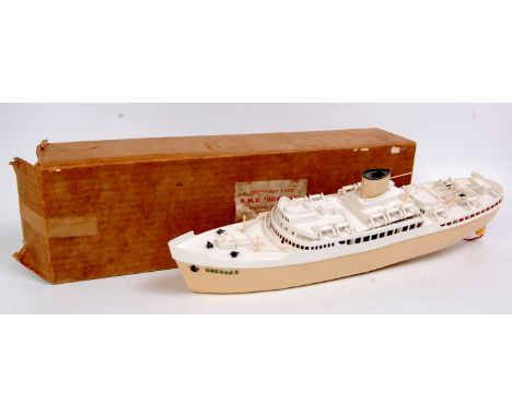 Triang electric operated "Ocean Liner RMS Orcades", large scale plastic model with cream hull and white superstructure, lacks