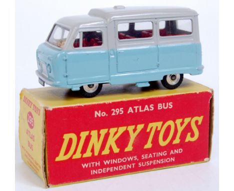 Dinky Toys, 295 Atlas Kenebrake bus, light blue and grey body, red interior with clear glazing, in the original red and yello