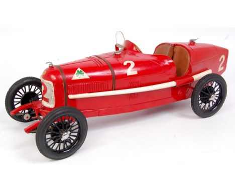 CIJ (France) Alfa Romeo P2 Racing Car, large scale tinplate racing car finished in red, with racing number 2 and four leaf cl