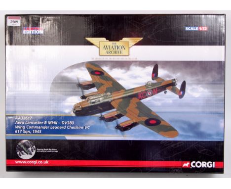 Corgi Aviation Archive AA31617 1/72nd Scale model of Avro Lancaster B MK3 - DV380, Wing Commander Leonard Cheshire, appears a