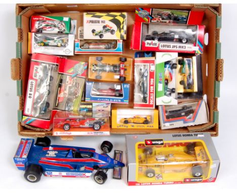 20 assorted Lotus Formula 1 related diecast vehicles to include Polistil, Burago, Mebetoys, Gama and others, mixed issues and