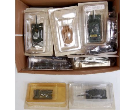 21 assorted Andrea Miniatures diecast 1/87th scale Military Tanks, to include SU100 T34, Panther Tiger Tank and others, all i