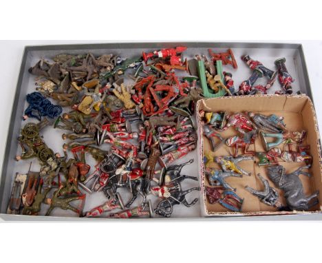 1 tray of mixed lead, hollowcast and plastic figures, mixed subjects to include Knights, Military, Police Service and Indians