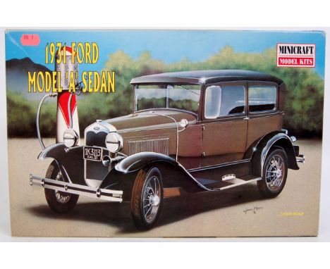 Minicraft Model Kits, 1/16th scale plastic model kit for a 1931 Ford Model A Sedan, as issued in the original box 