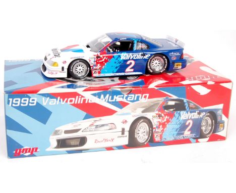 GMP Diecast Model of a 1/18th scale Mustang 1999 Valvoline Trans AM race Car, finished in white, red and blue with RN2, in ht