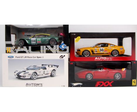 Solido, Hotwheels and Auto Art 1/18th scale boxed diecast group, 4 boxed examples to include Solido Aston Martin Racing DBR9 