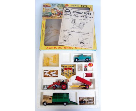 Corgi No.GS5 Gift Set "Agricultural" comprising of Massey Ferguson 165 Tractor with shovel, Tandem Disc Harrow, Tipping Trail