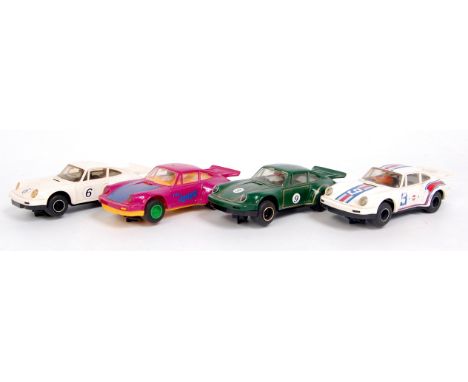 4 assorted loose Scalextric Porsche 911/935 slot cars, to include C125 Porsche 935 with Martini racing livery (F-G), Porsche 