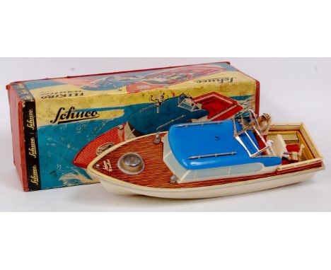 Schuco, Elektro Nautico No.5550 battery operated plastic speedboat with tinplate decking and interior, metal fittings with dr