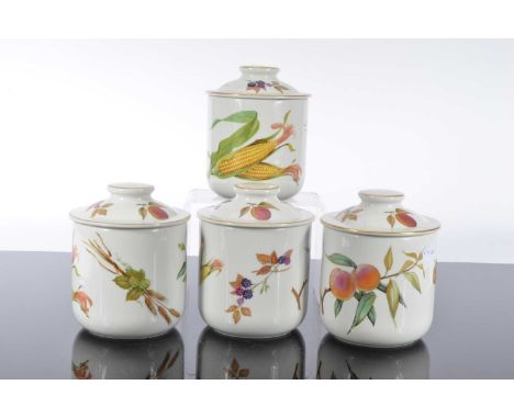 A set of four modern Royal Worcester porcelain Evesham pattern storage jars