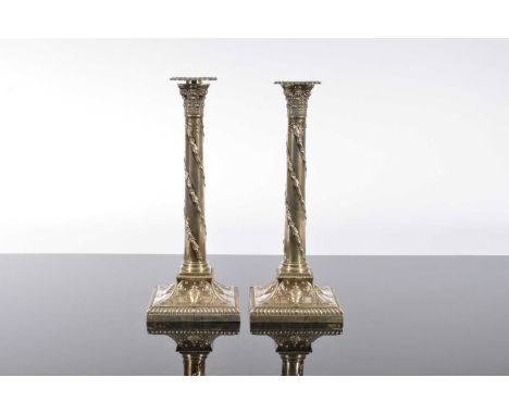 A good pair of Victorian silver filled candlesticks, 33cm high, with lift out sconces