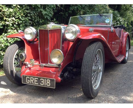 1938 MG TA- Restored in 1980s and nicely mellowed with wonderful patina- Original registration number and buff logbook- Histo