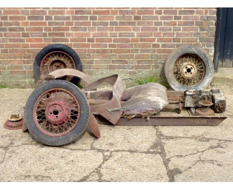  Morgan Three Wheeler SparesA collection of Morgan 3-Wheeler spares including what is believed to be a F-Type chassis as well
