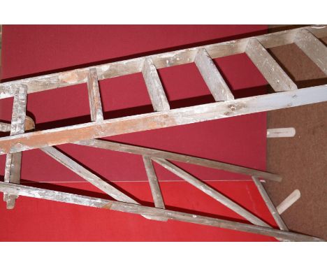 Set of vintage wooden ladders