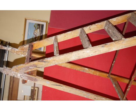 Set of vintage wooden ladders